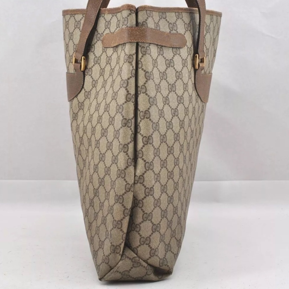 AUTH GUCCI Vintage Gucci GG Monogram Large Shoulder Bag Tote - Picture 3 of 13